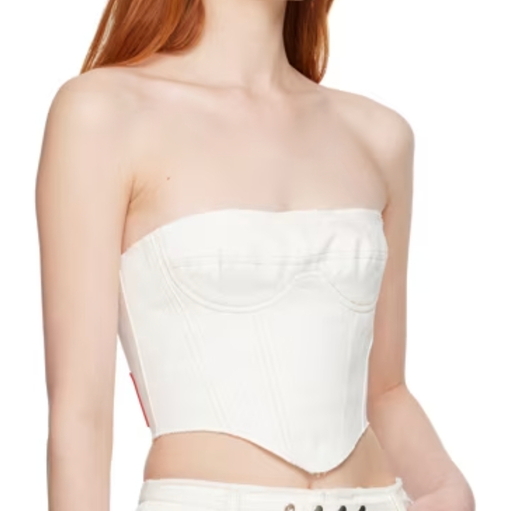 Elegant White Strapless Corset Top